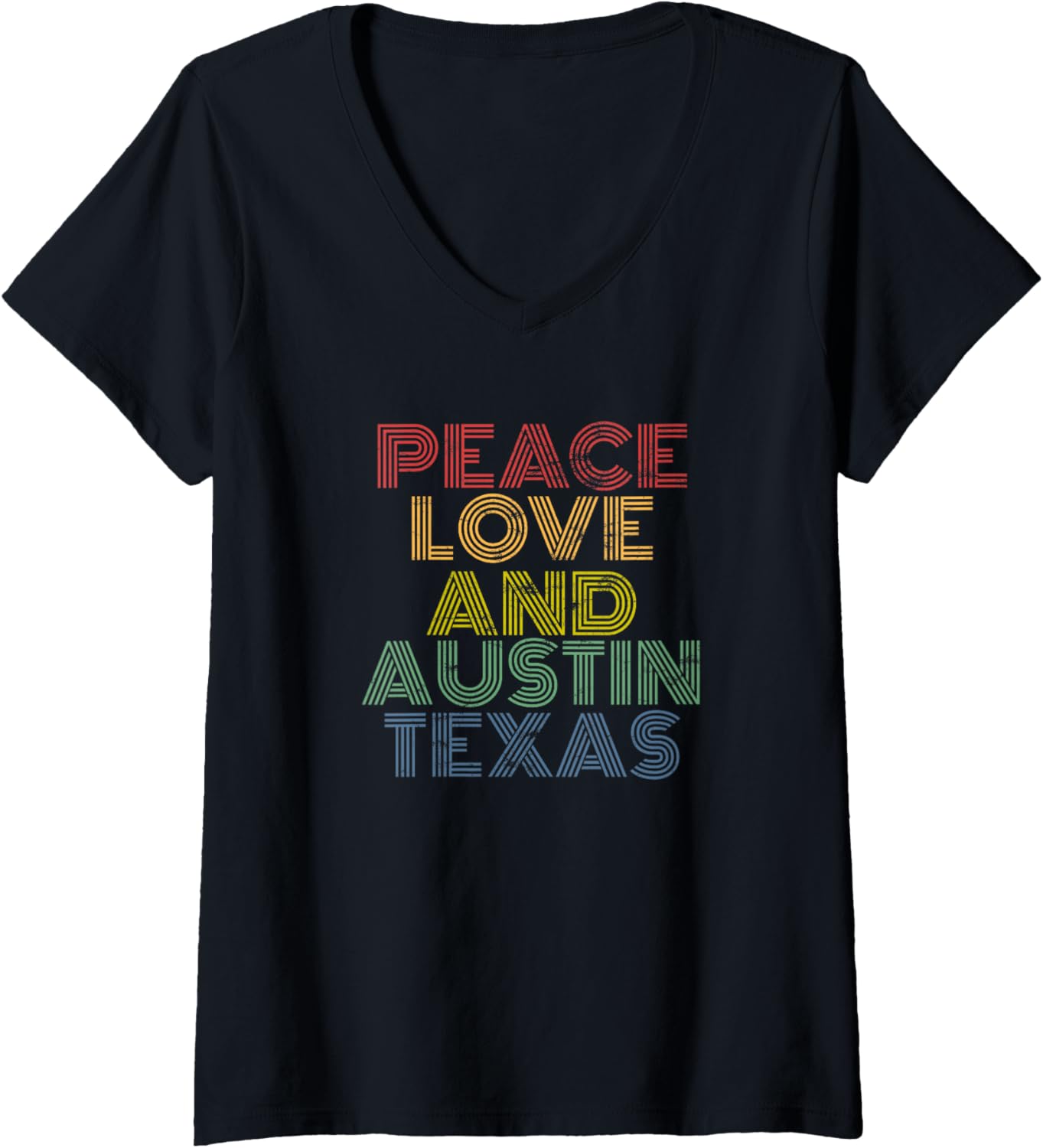 Peace Love And Austin Texas Retro Rainbow 70s Groovy Design