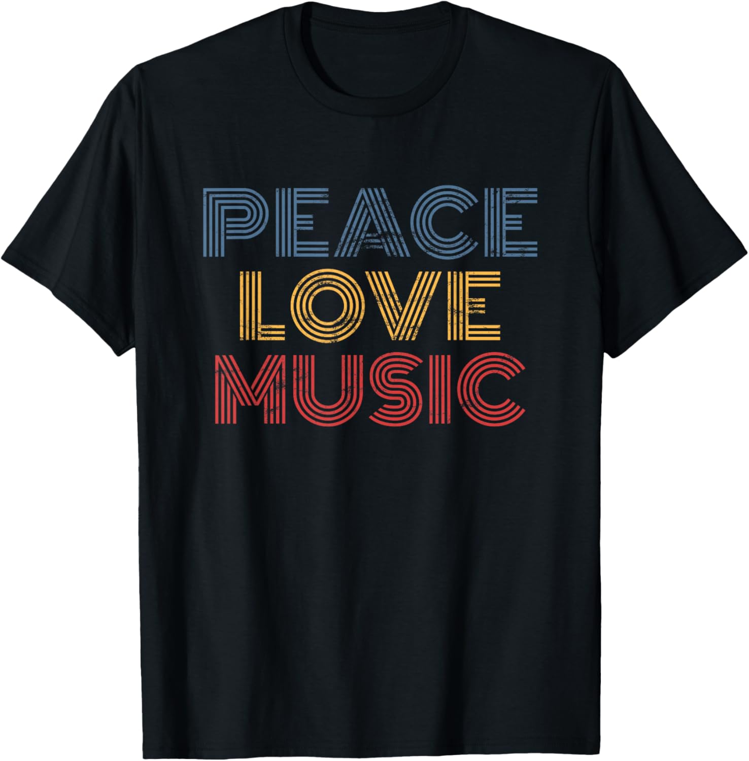 Peace Love Music Retro Rainbow 70s Groovy Festival Design