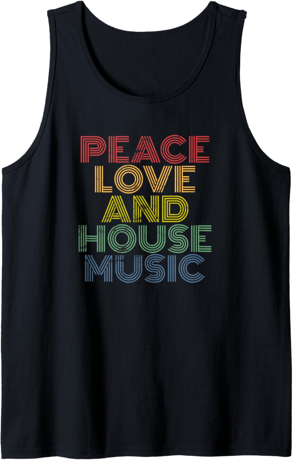 Peace Love And House Music EDM Festival top, rave distressed