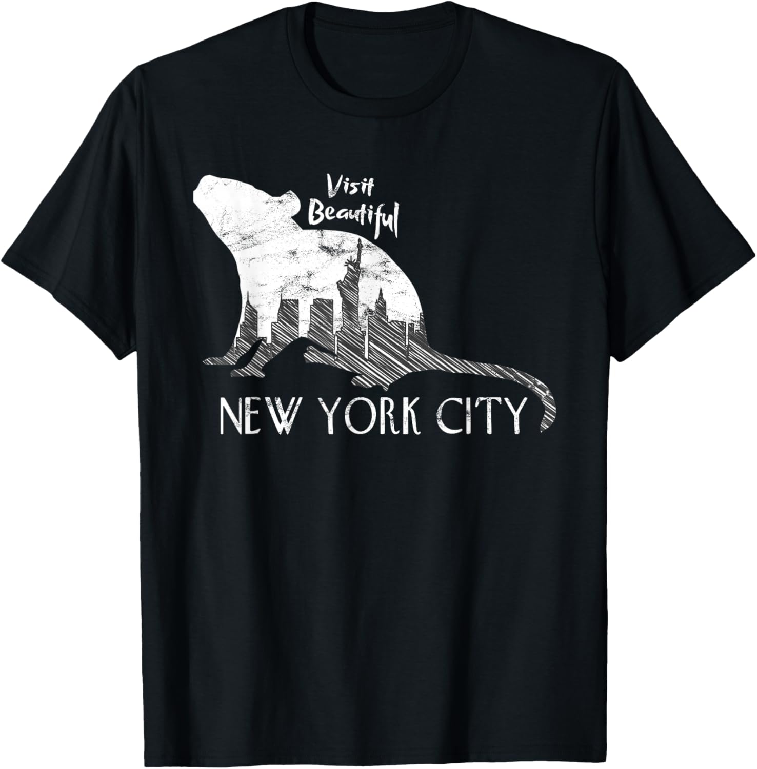 Visit Beautiful New York City Funny Rat Skyline Parody