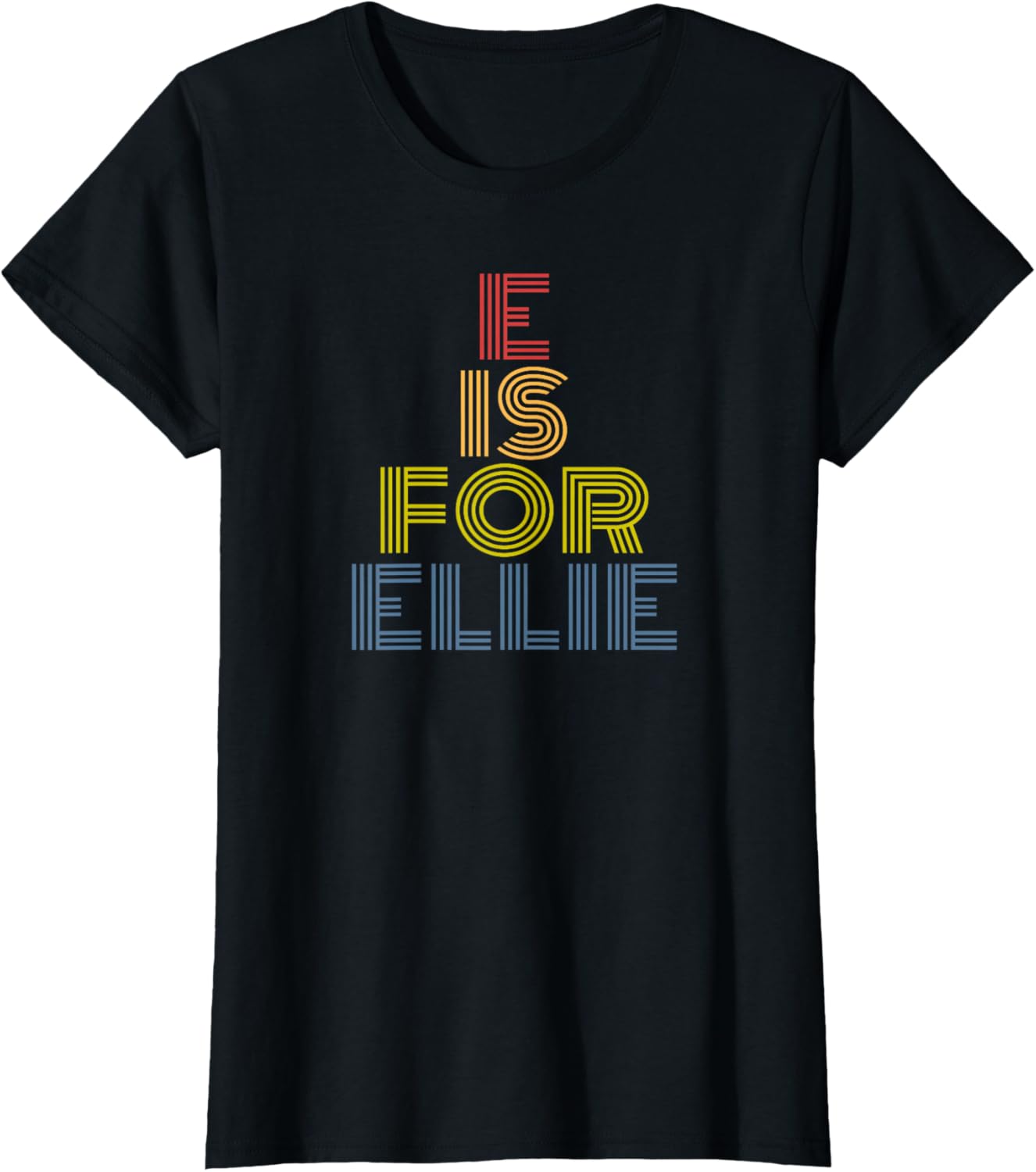 E Is For Ellie Retro Rainbow Letter E Name