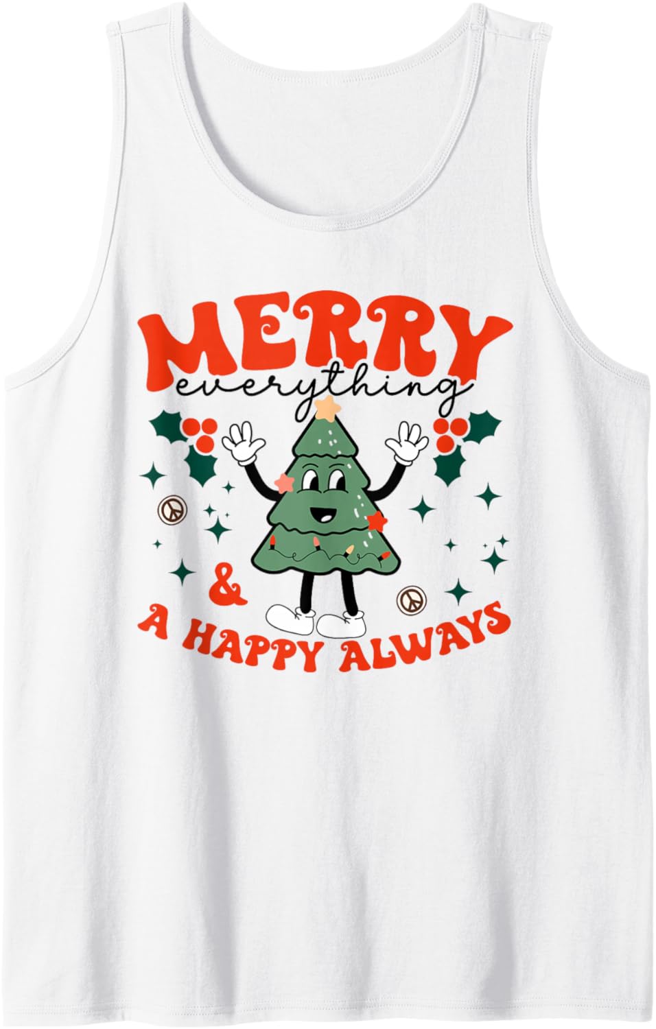 Merry Everything Happy Always Cute Retro Christmas Tree
