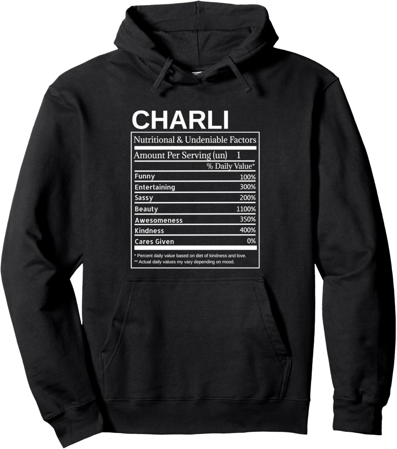 Charli Nutrition Facts Funny Sarcastic Personalized Name