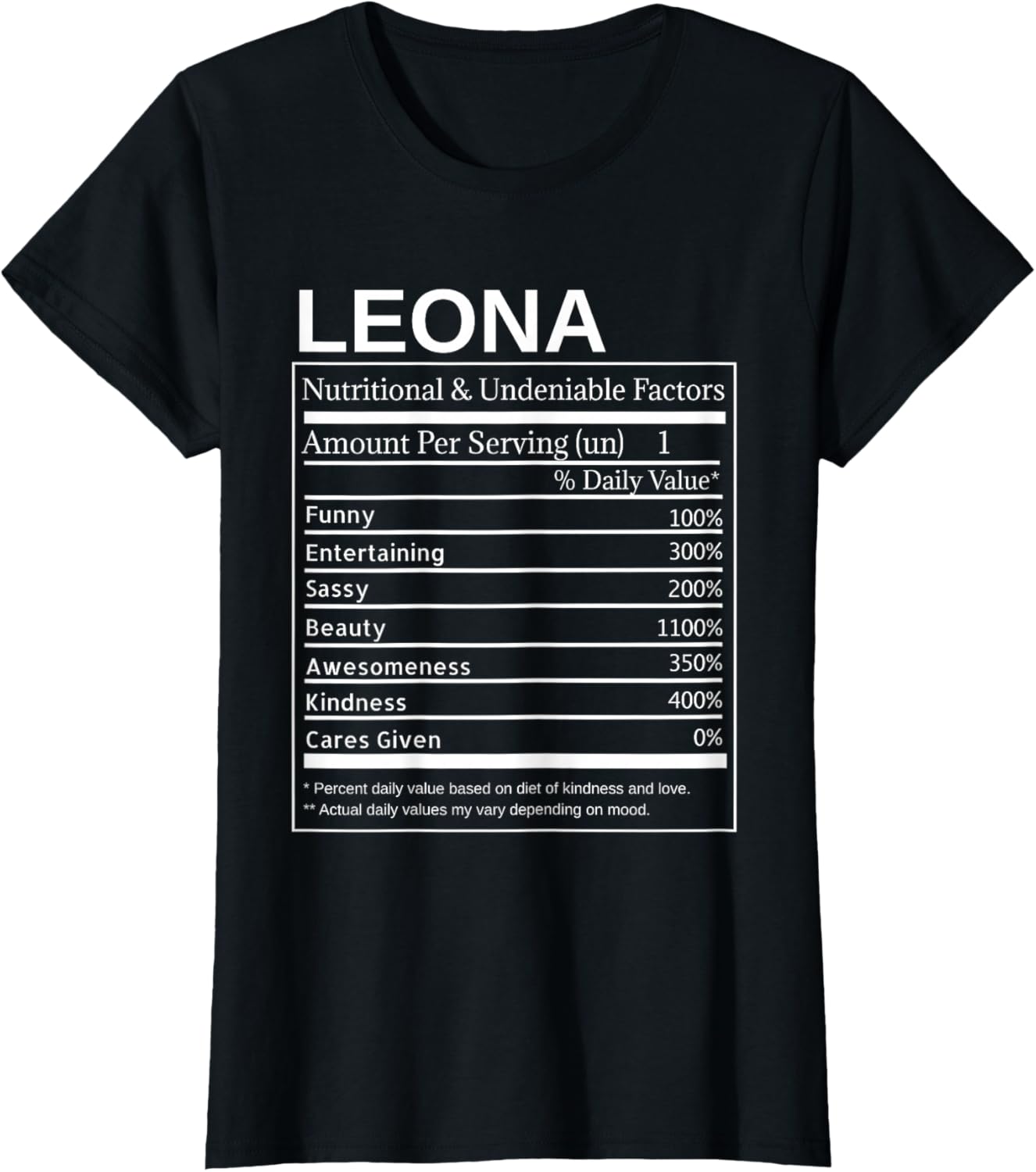 Leona Nutrition Facts Funny Sarcastic Personalized Name