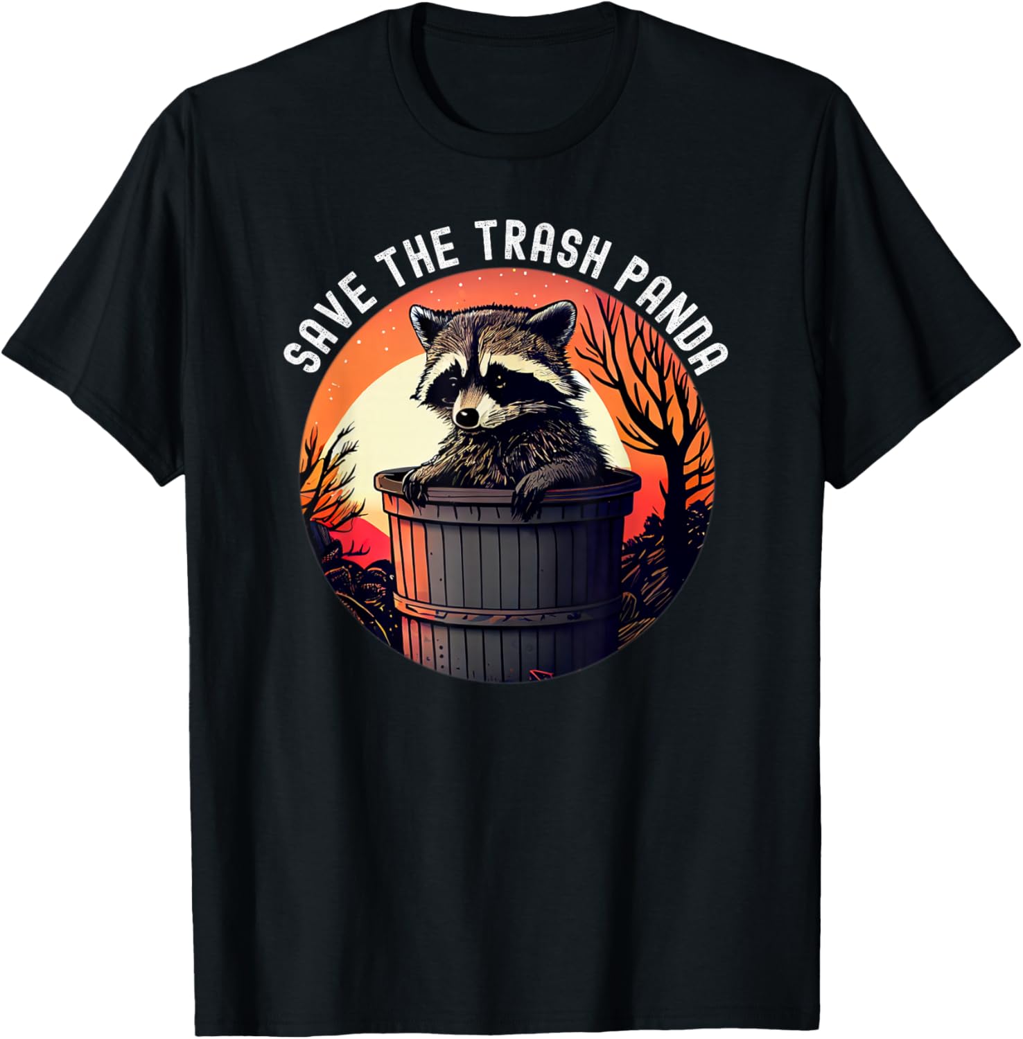 Save The Trash Panda Funny Raccoon Graphic Retro Sunset
