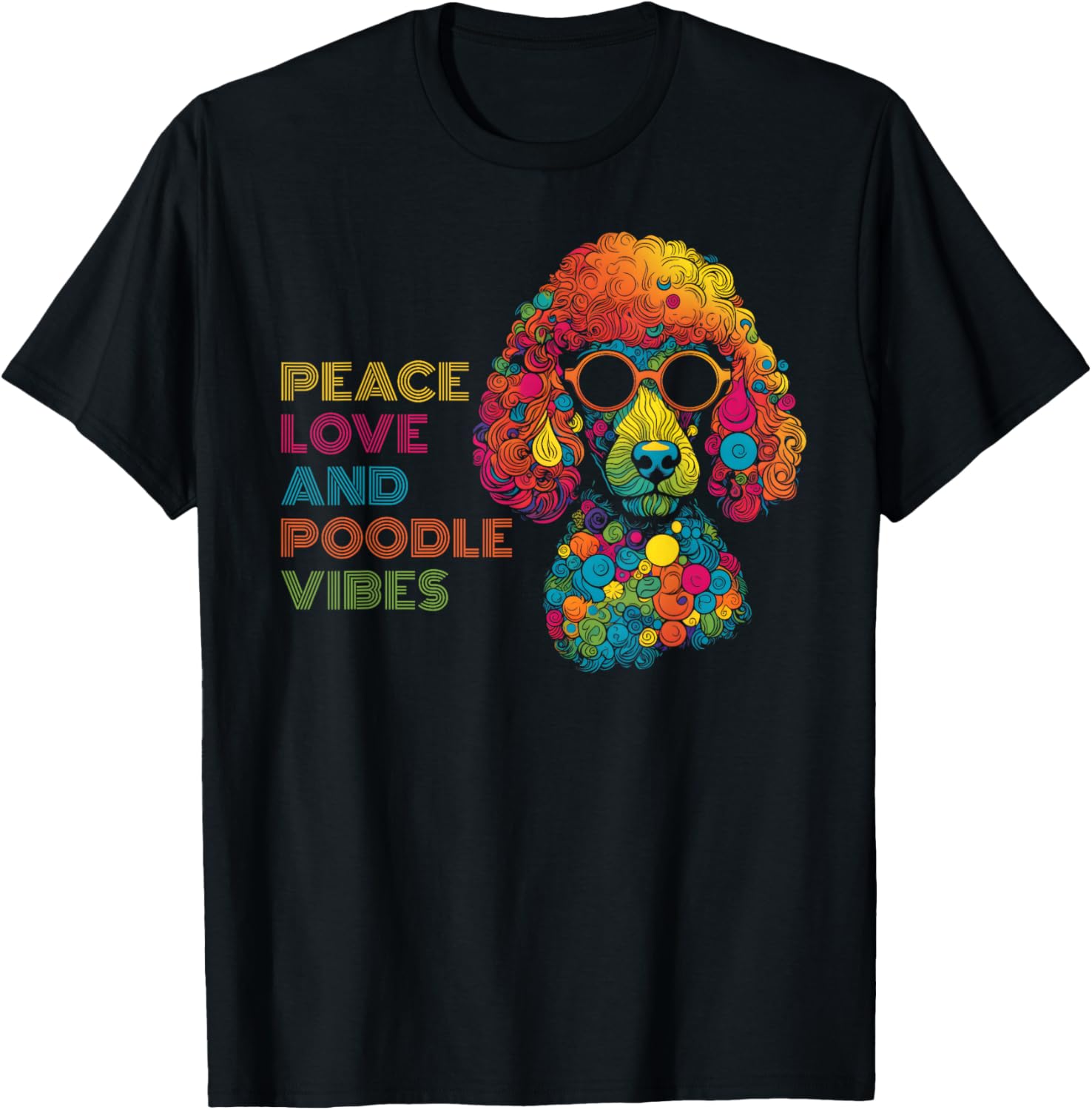 Peace Love And Poodle Vibes with retro vintage 70s look
