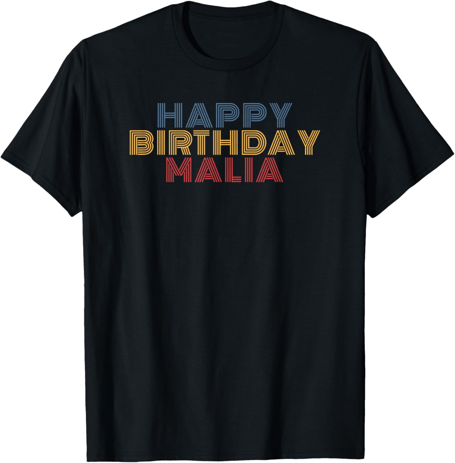 Happy Birthday Malia Personalized Name Retro Typography