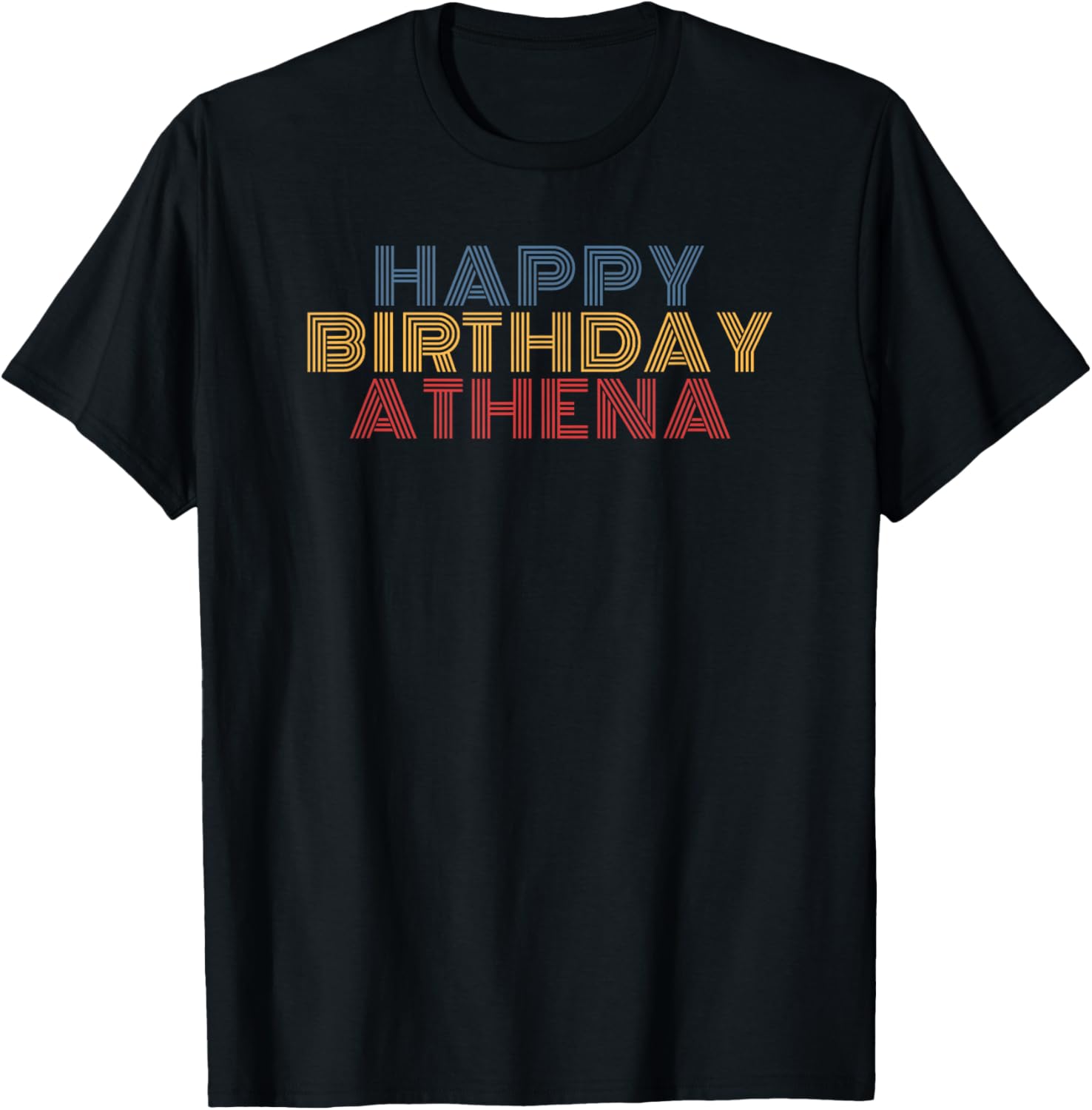 Happy Birthday Athena Personalized Name Retro Typography