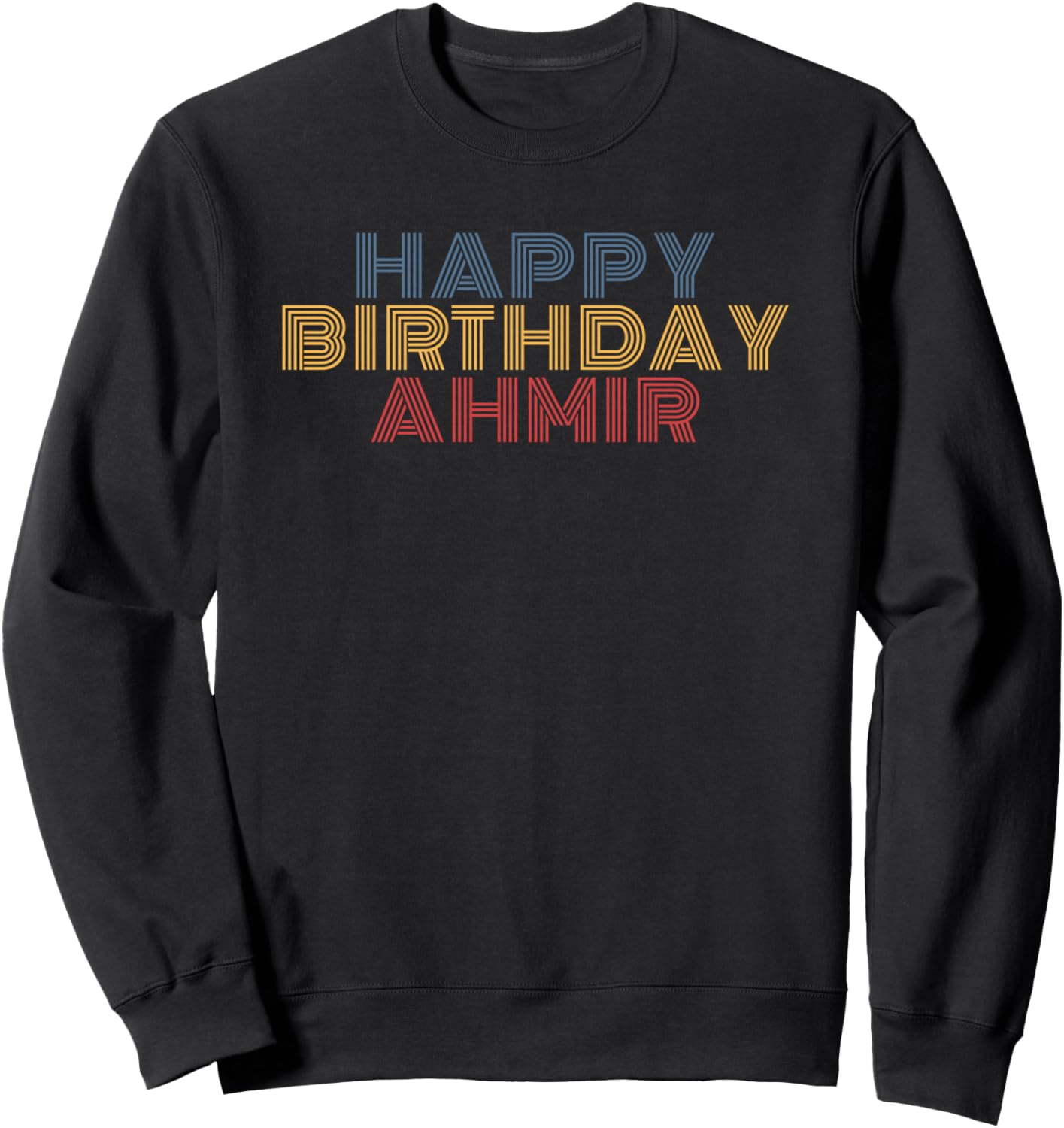 Happy Birthday Ahmir Personalized Name Retro Typography