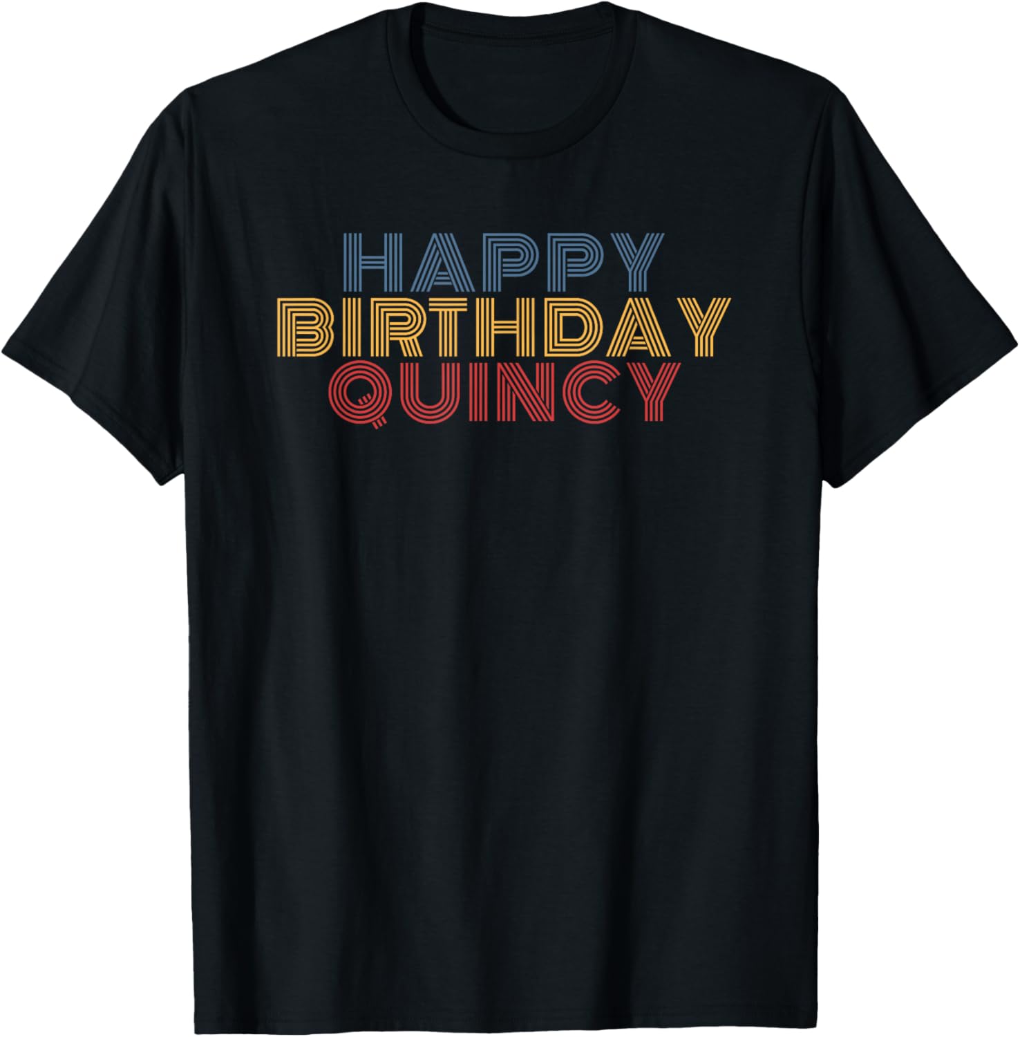 Happy Birthday Quincy Personalized Name Retro Typography
