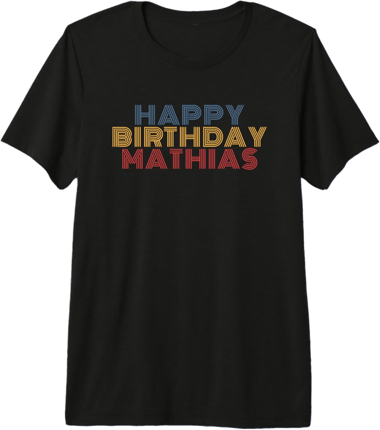 Happy Birthday Mathias Personalized Name Retro Typography