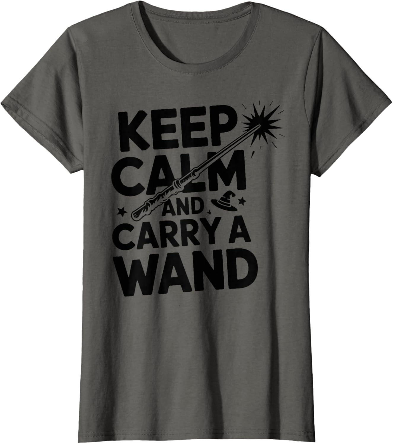 Keep Calm And Carry A Wand Funny Witch Design