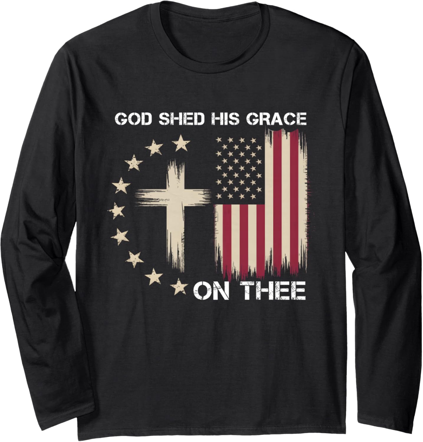 God Shed His Grace On Thee Distressed Flag Cross