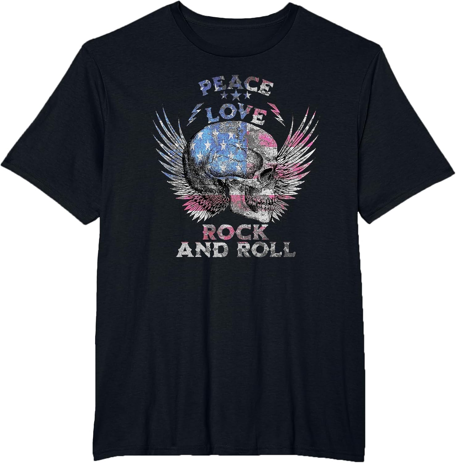 Peace Love Rock And Roll T-Shirt distressed rock concert tee