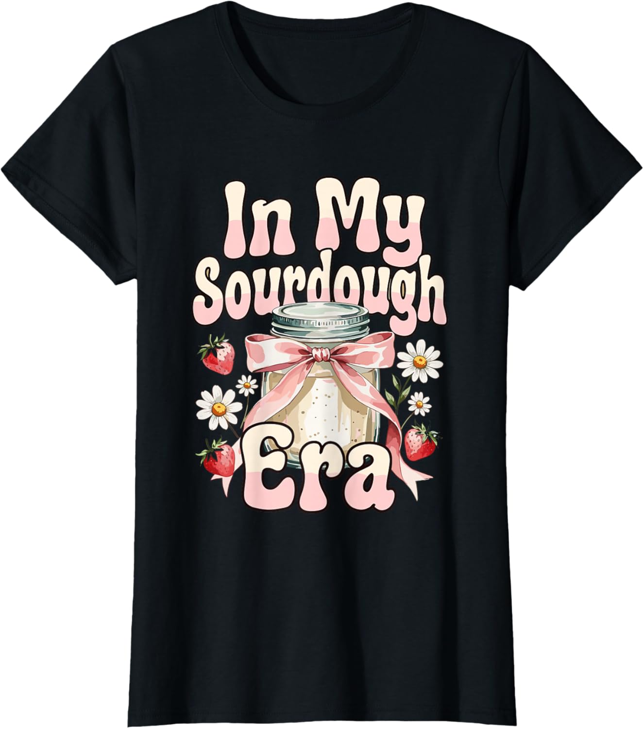 In My Sourdough Era Cute Strawberry Pink Bow Jar