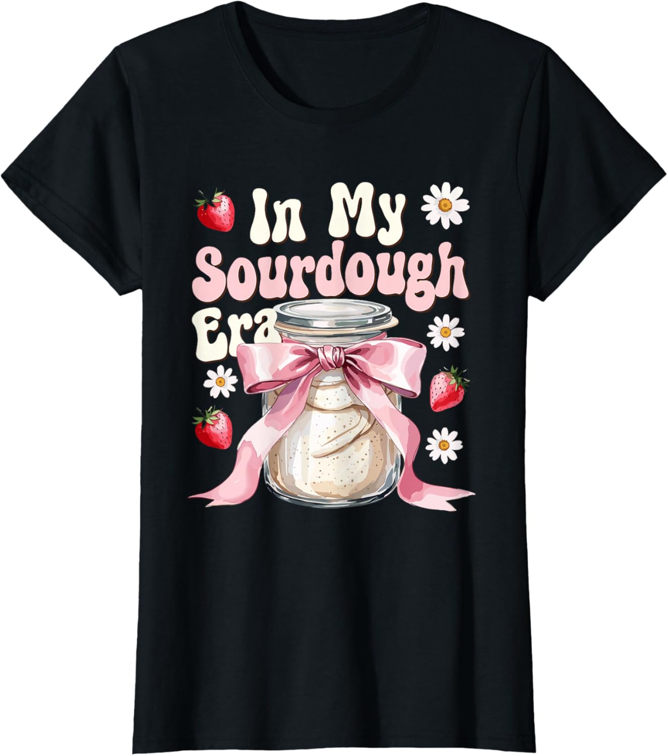 In My Sourdough Era Cute Strawberry Pink Bow Jar