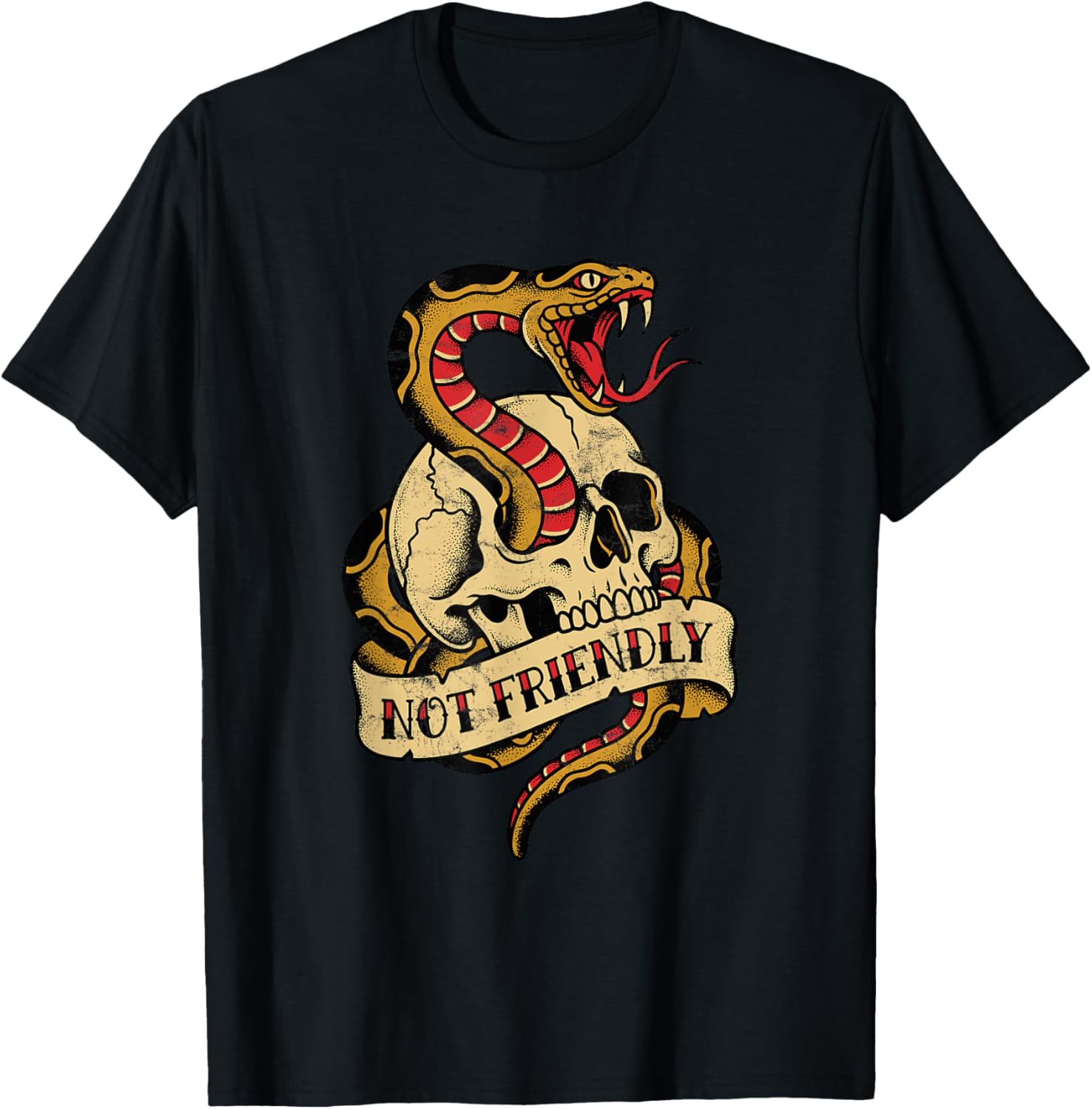 Not Friendly Snake Skull Traditional Tattoo Art Edgy